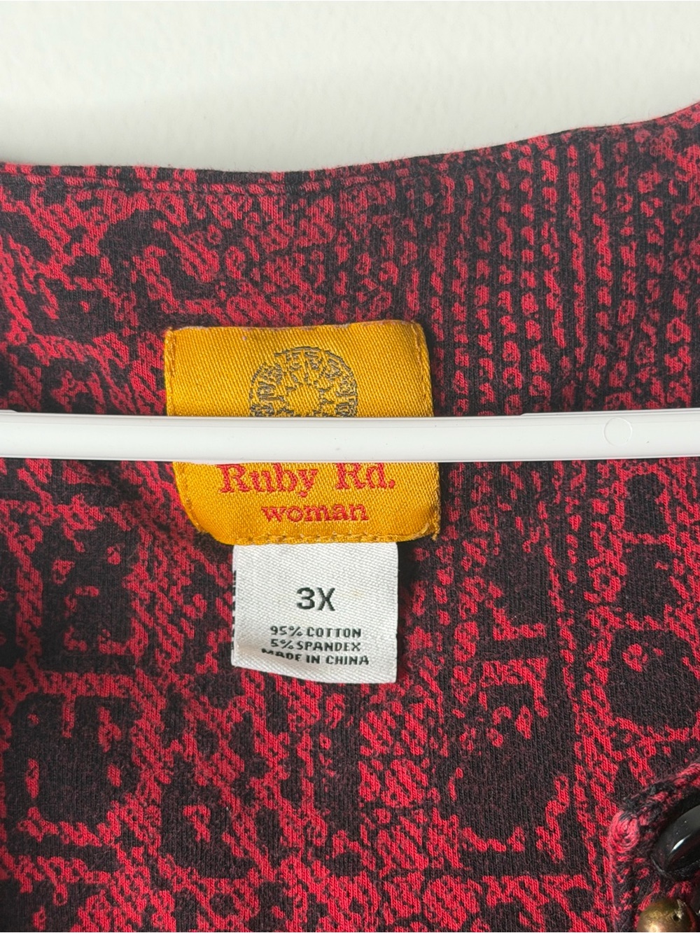 Ruby Rd. Red Patterned Jewel-Neck Tunic - Picture 2 of 4